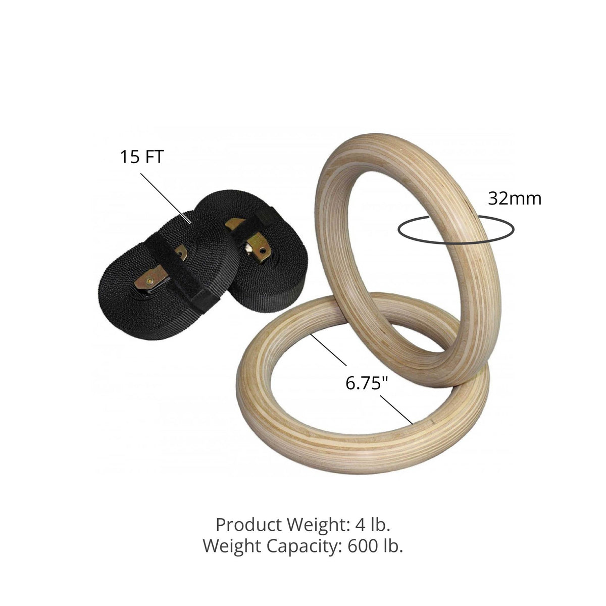 Wall Mounted Pull Up Chin Up Bar With 8" Wood Olympic Gymnastic Rings Current price: