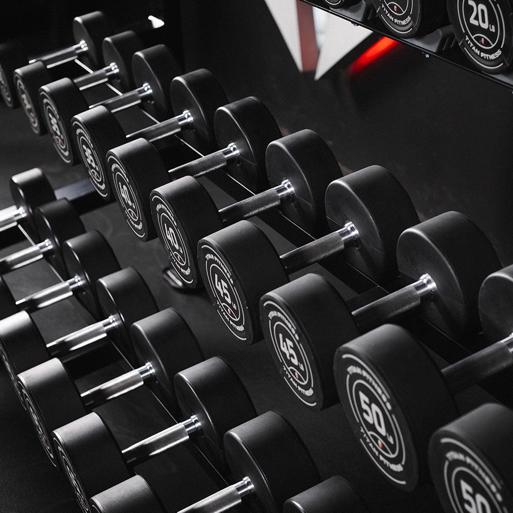 55 LB - 75 LB Set Round Urethane Dumbbells