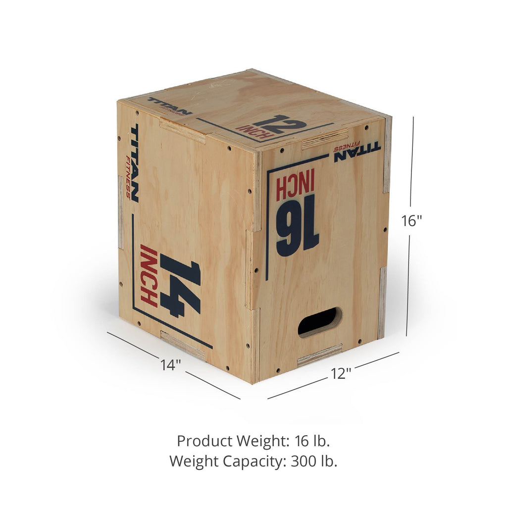 Youth 3-in-1 Wooden Plyometric Box – 12" x 14" x 16"