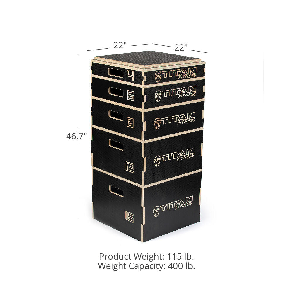 Stackable Wooden Plyo Boxes Complete Set Detail