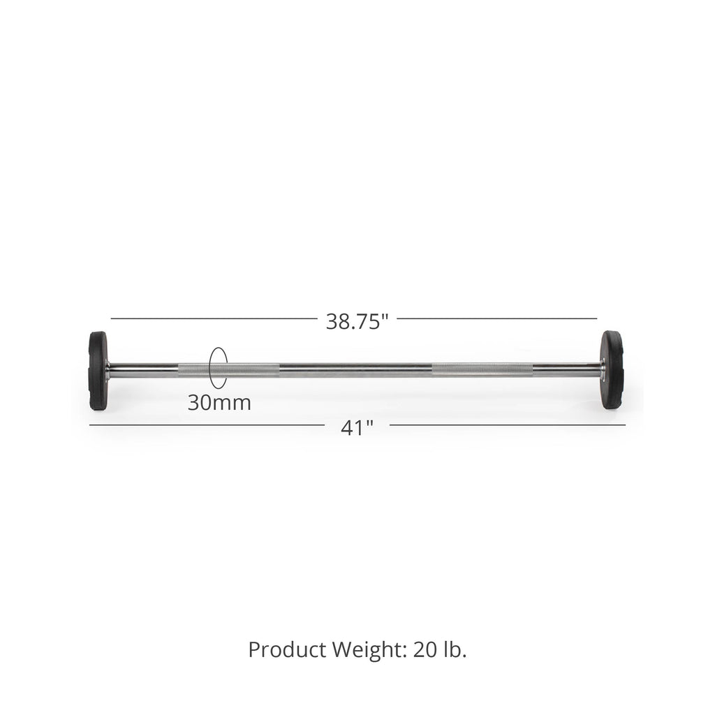 20 LB Straight Fixed Rubber Barbell Detail