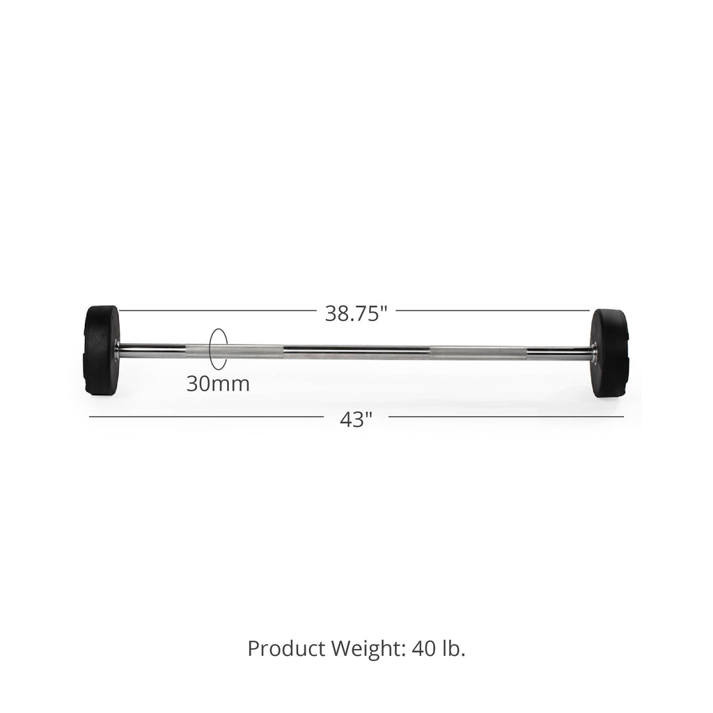 40 LB Straight Fixed Rubber Barbell Detail