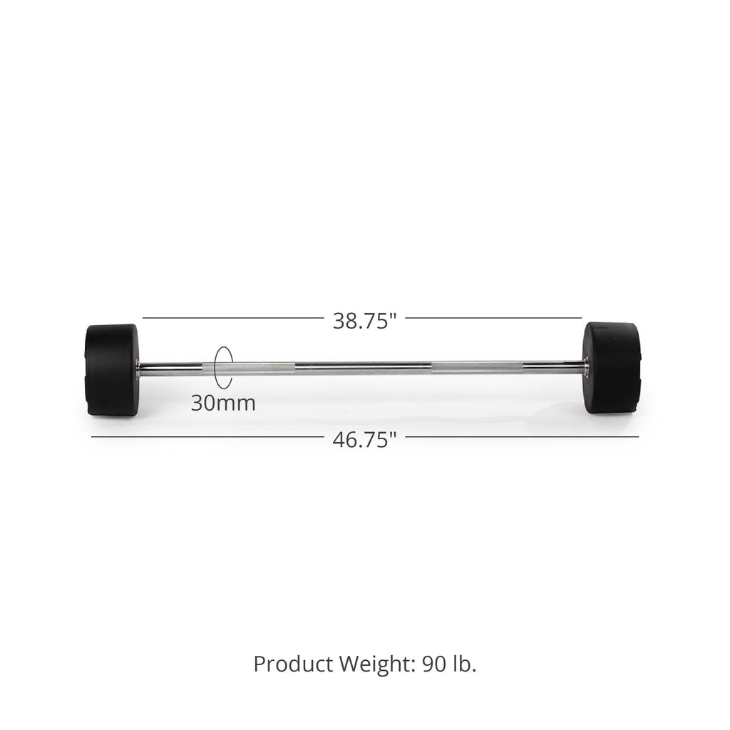 90 LB Straight Fixed Rubber Barbell Detail