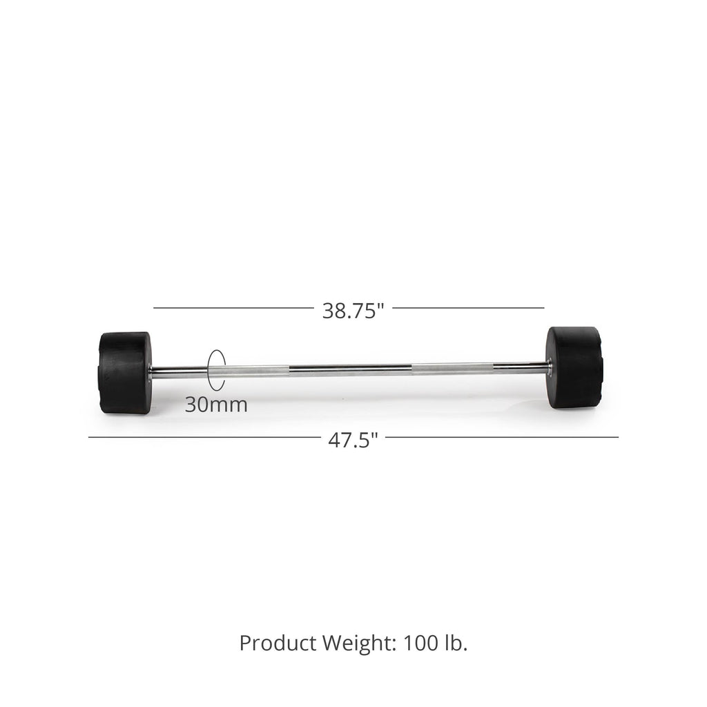 100 LB Straight Fixed Rubber Barbell Detail