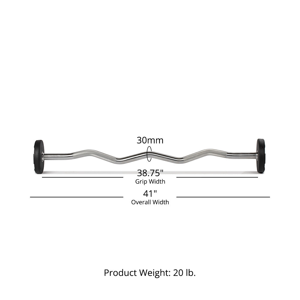 20 LB EZ Curl Fixed Urethane Barbell Detail