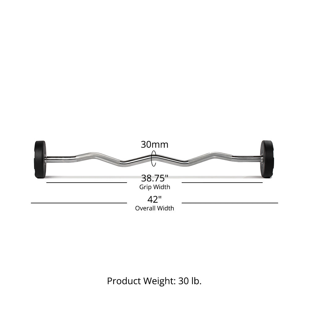 30 LB EZ Curl Fixed Urethane Barbell Detail