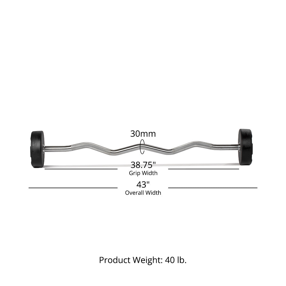 40 LB EZ Curl Fixed Urethane Barbell Detail