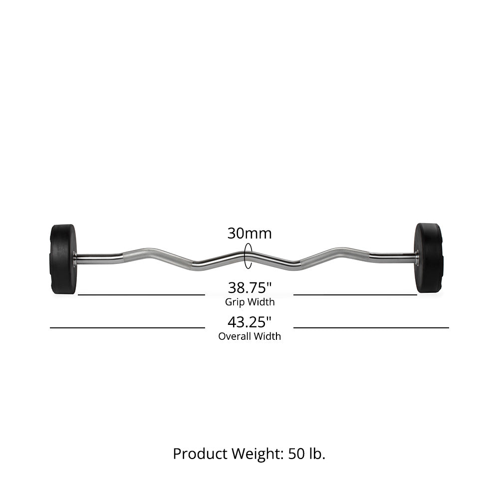50 LB EZ Curl Fixed Urethane Barbell Detail
