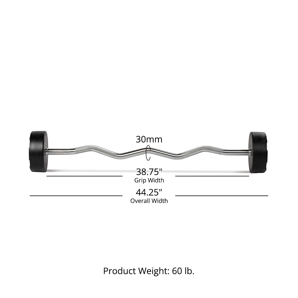 60 LB EZ Curl Fixed Urethane Barbell Detail