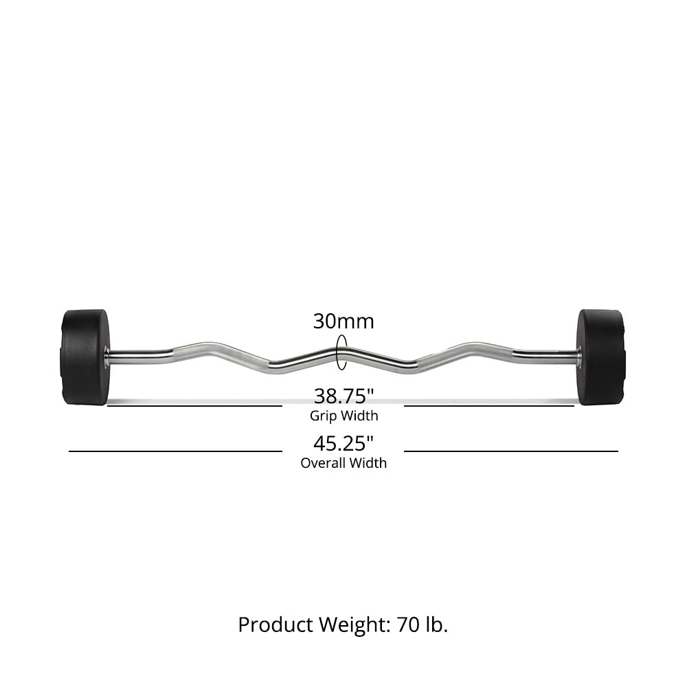 70 LB EZ Curl Fixed Urethane Barbell Detail