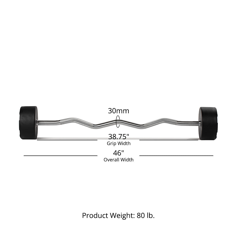 80 LB EZ Curl Fixed Urethane Barbells Detail