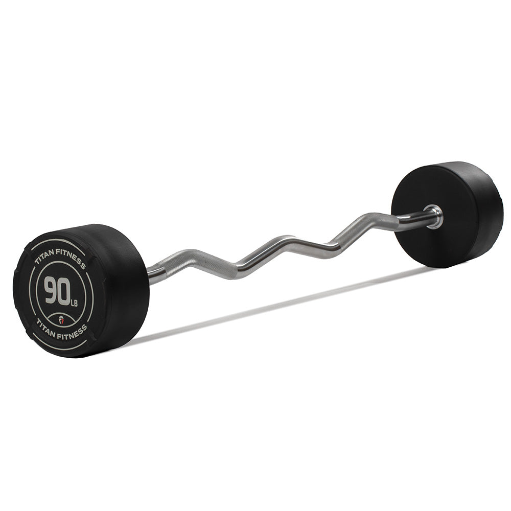 90 LB EZ Curl Fixed Urethane Barbells