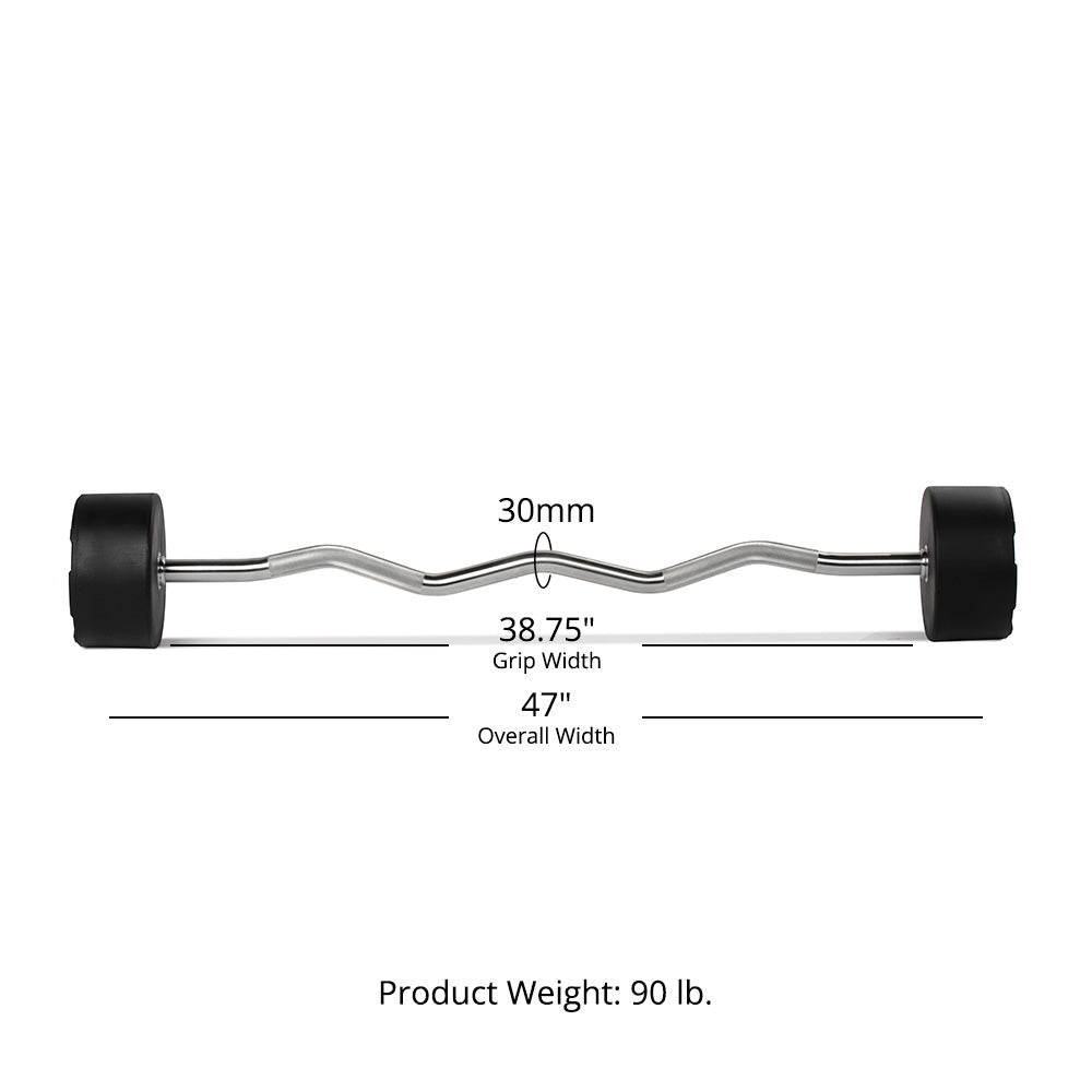 90 LB EZ Curl Fixed Urethane Barbells Detail