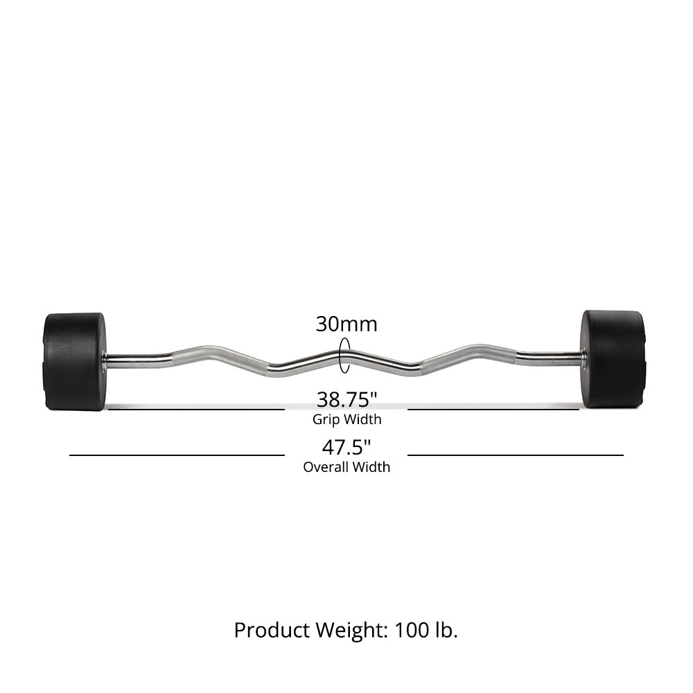 100 LB EZ Curl Fixed Urethane Barbells Detail