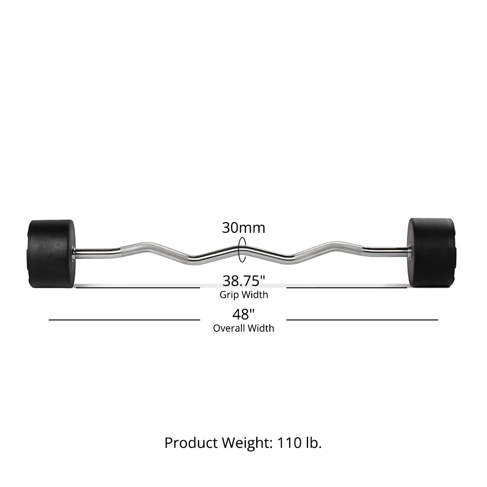 110 LB EZ Curl Fixed Urethane Barbells Detail