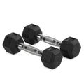 Rubber Hex Dumbbells With Chrome Handle | 5 LB Detail
