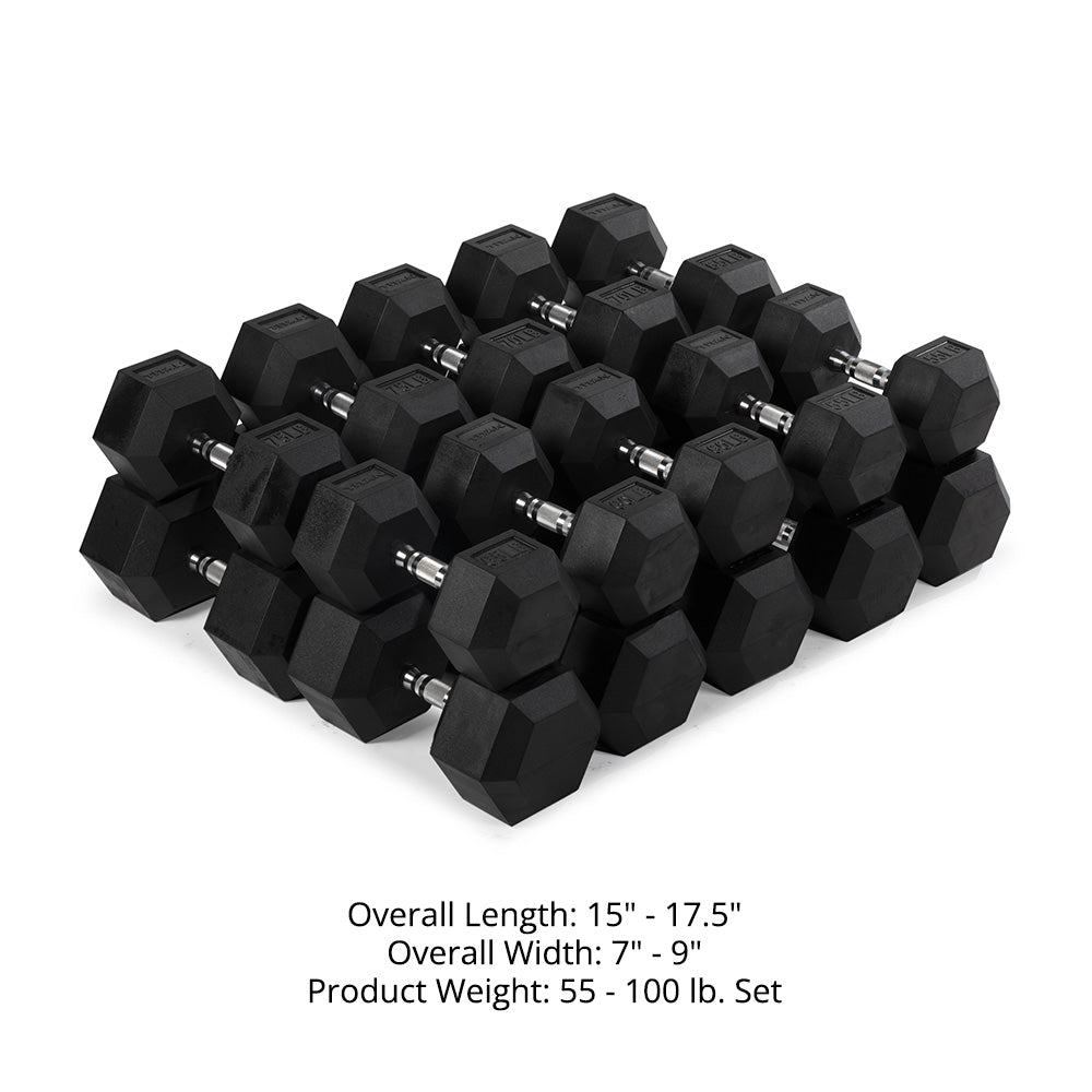 Rubber Hex Dumbbells With Chrome Handle | Detail