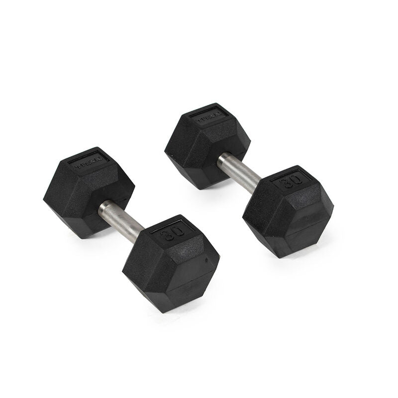 Straight Stainless Steel Hex Dumbbells | 30 LB