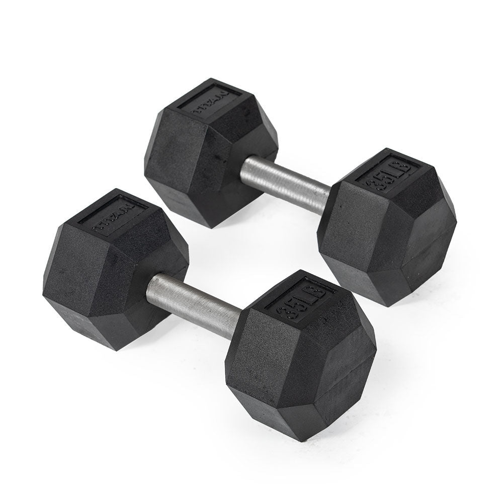 Straight Stainless Steel Hex Dumbbells | 35 LB
