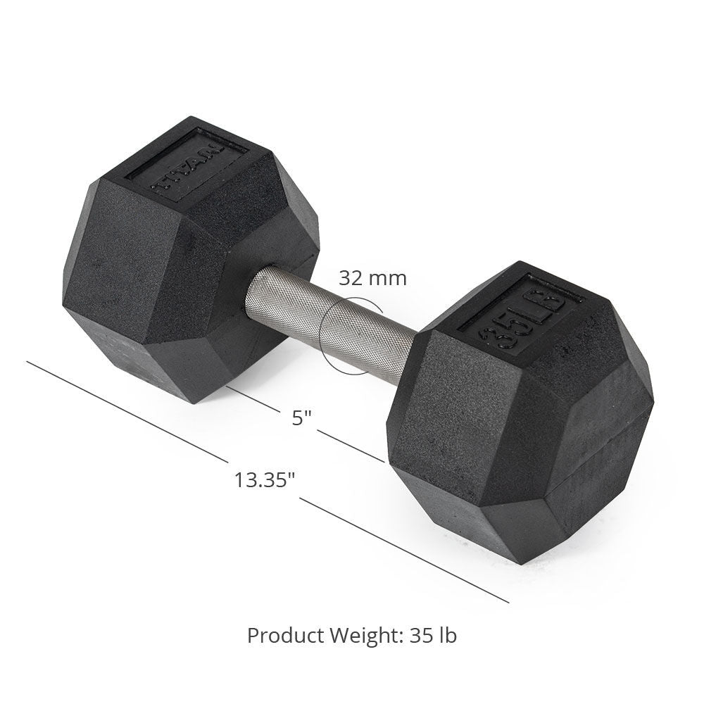 Straight Stainless Steel Hex Dumbbells | 35 LB Detail