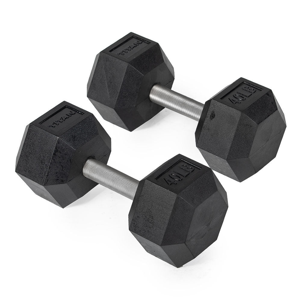 Straight Stainless Steel Hex Dumbbells | 40 LB