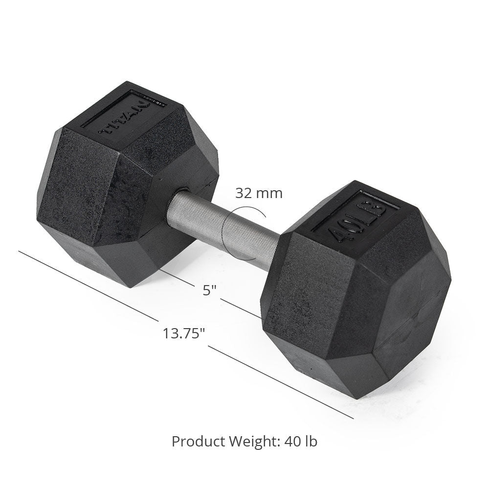 Straight Stainless Steel Hex Dumbbells | 40 LB Detail