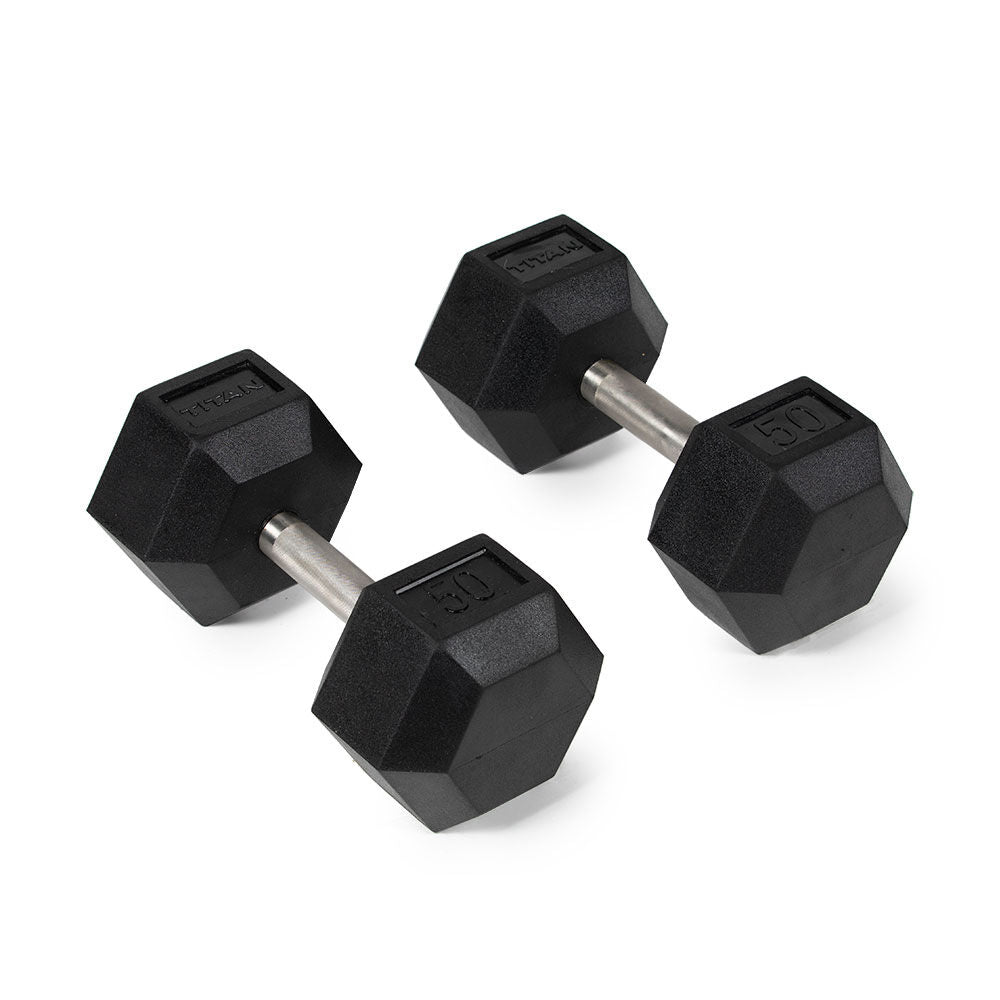 Straight Stainless Steel Hex Dumbbells | 50 LB