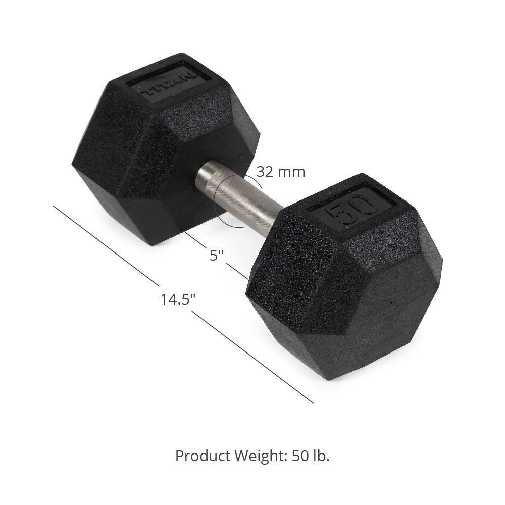 Straight Stainless Steel Hex Dumbbells | 50 LB Detail