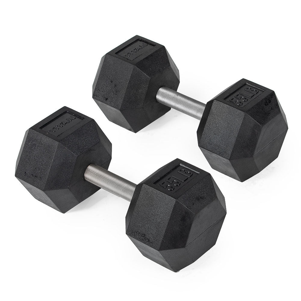 Straight Stainless Steel Hex Dumbbells | 55 LB