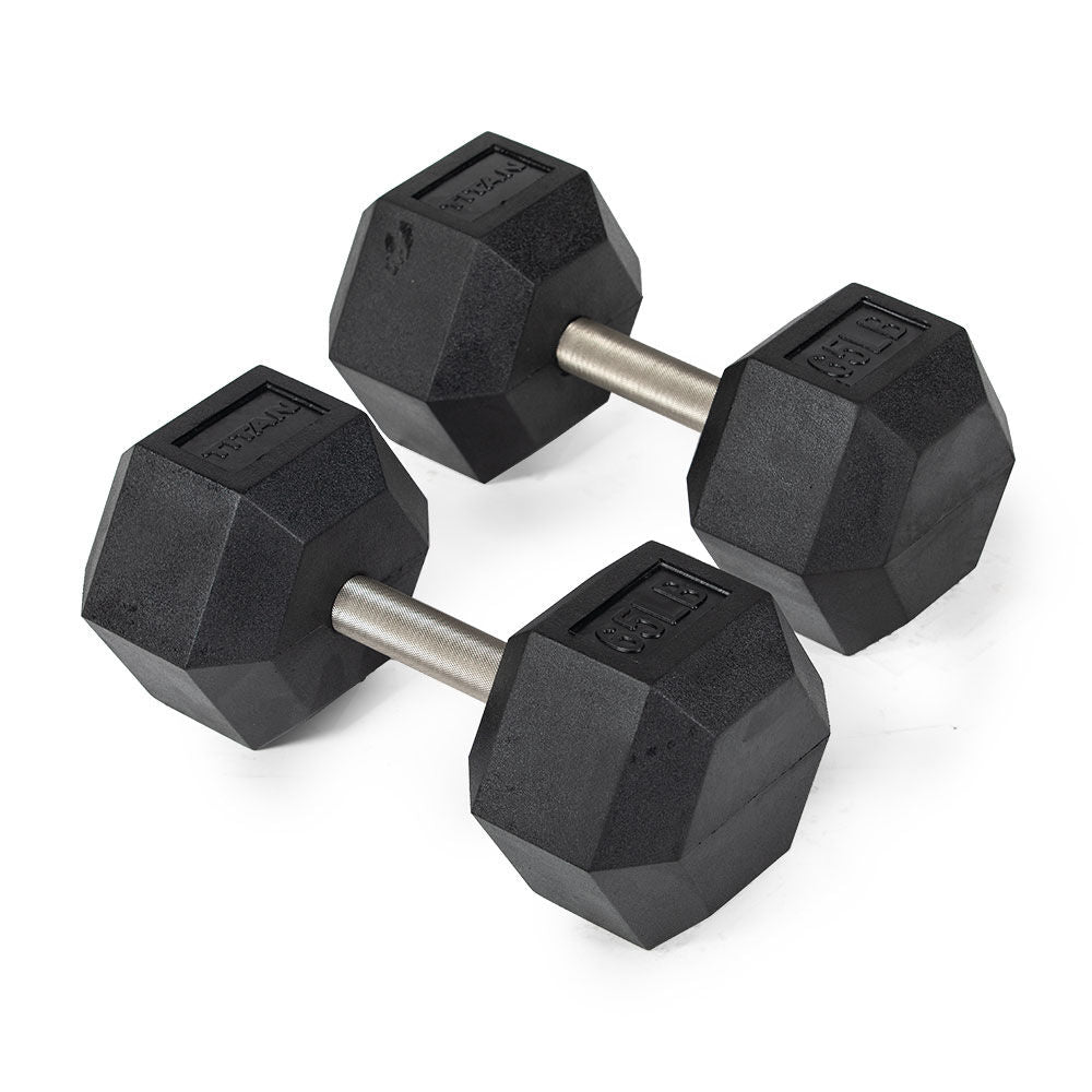 Straight Stainless Steel Hex Dumbbells | 65 LB