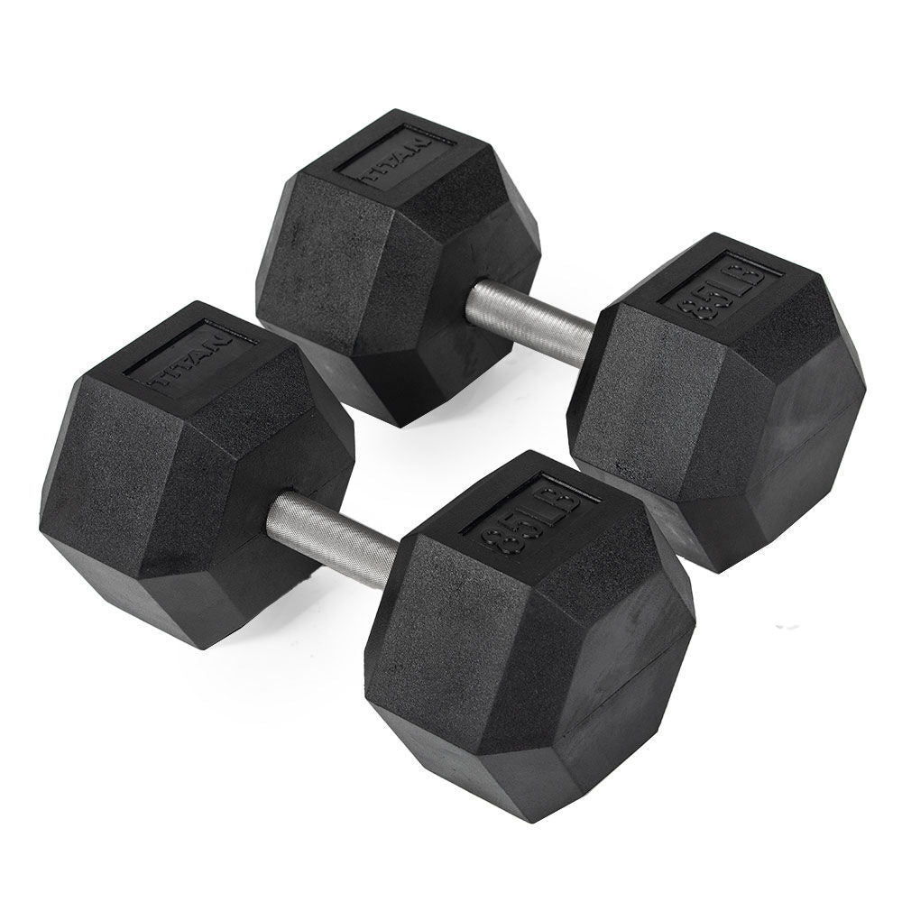 Straight Stainless Steel Hex Dumbbells | 85 LB