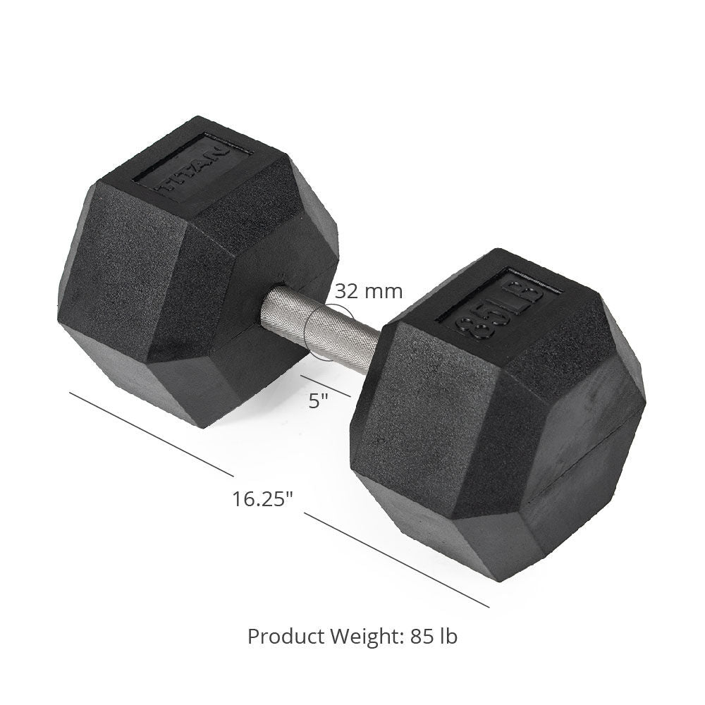 Straight Stainless Steel Hex Dumbbells | 85 LB Detail
