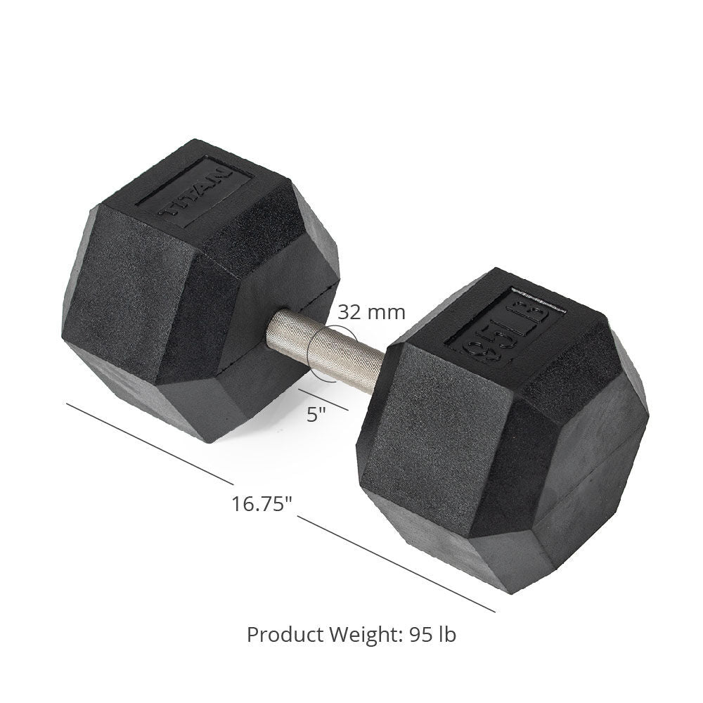 Straight Stainless Steel Hex Dumbbells | 95 LB Detail