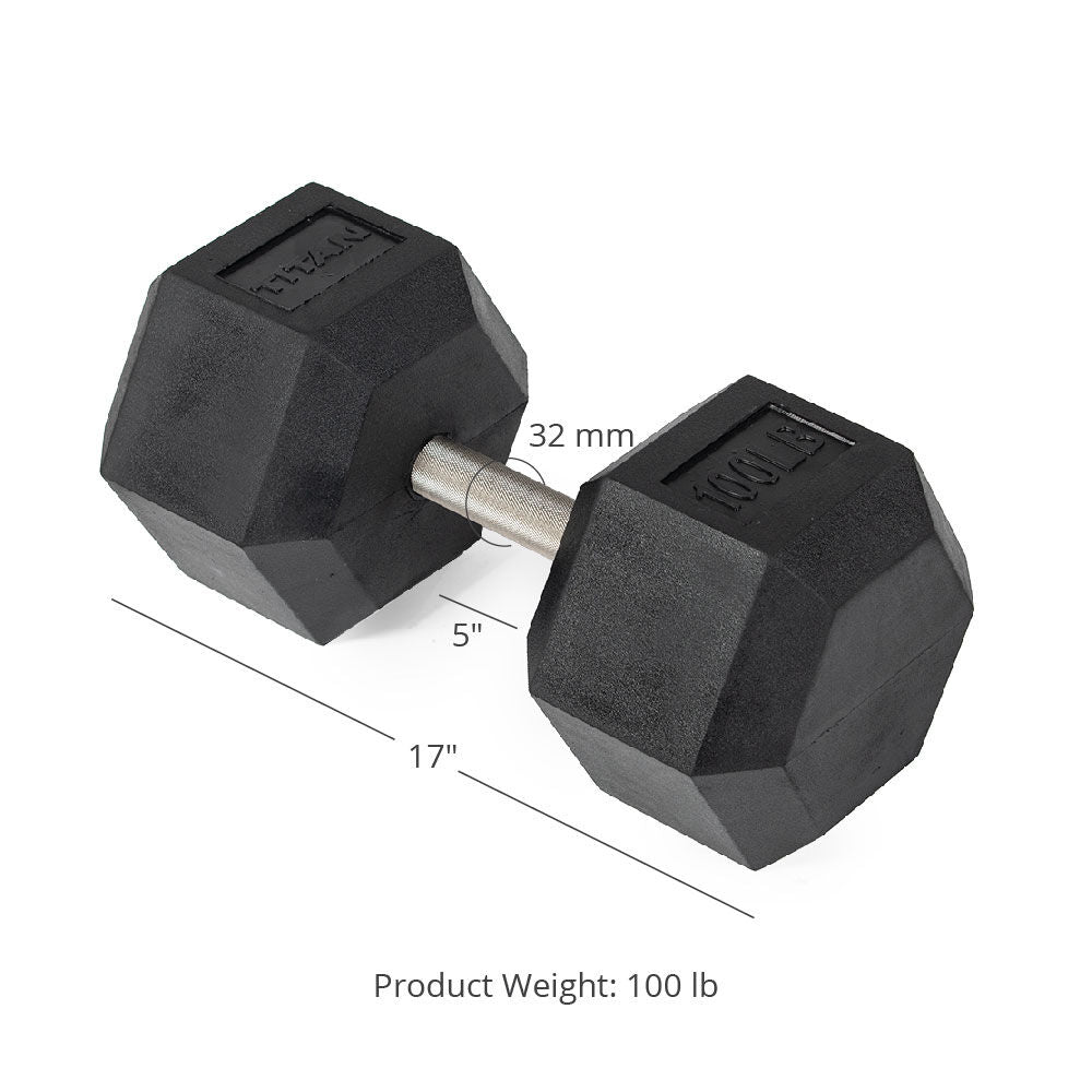 Straight Stainless Steel Hex Dumbbells | 100 LB Detail