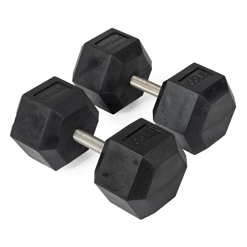 Straight Stainless Steel Hex Dumbbells | 105 LB