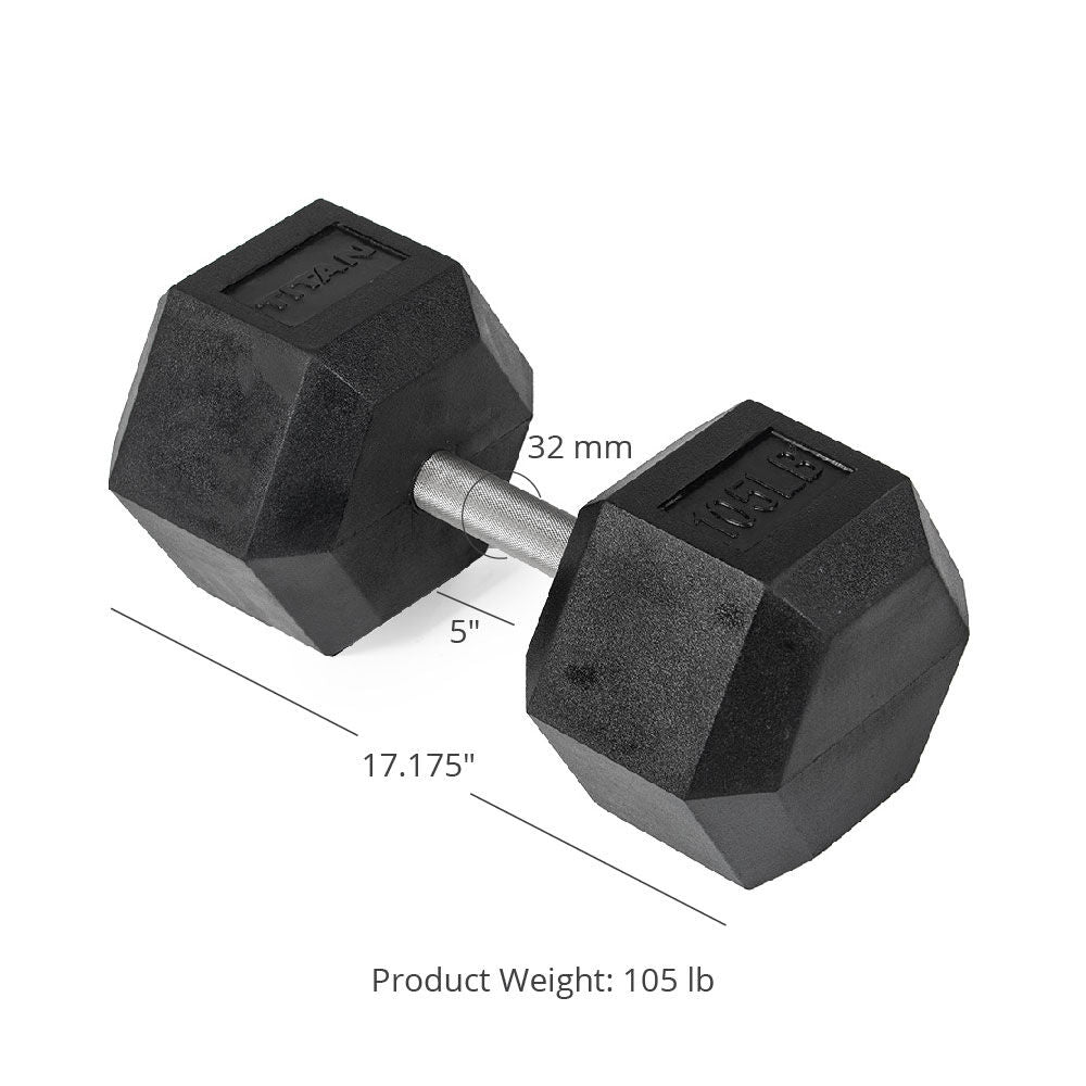Straight Stainless Steel Hex Dumbbells | 105 LB Detail
