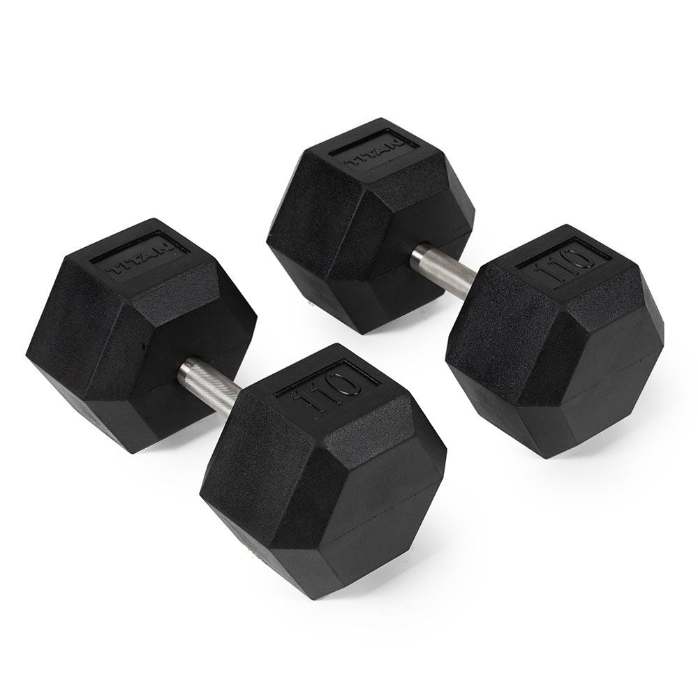 Straight Stainless Steel Hex Dumbbells | 110 LB