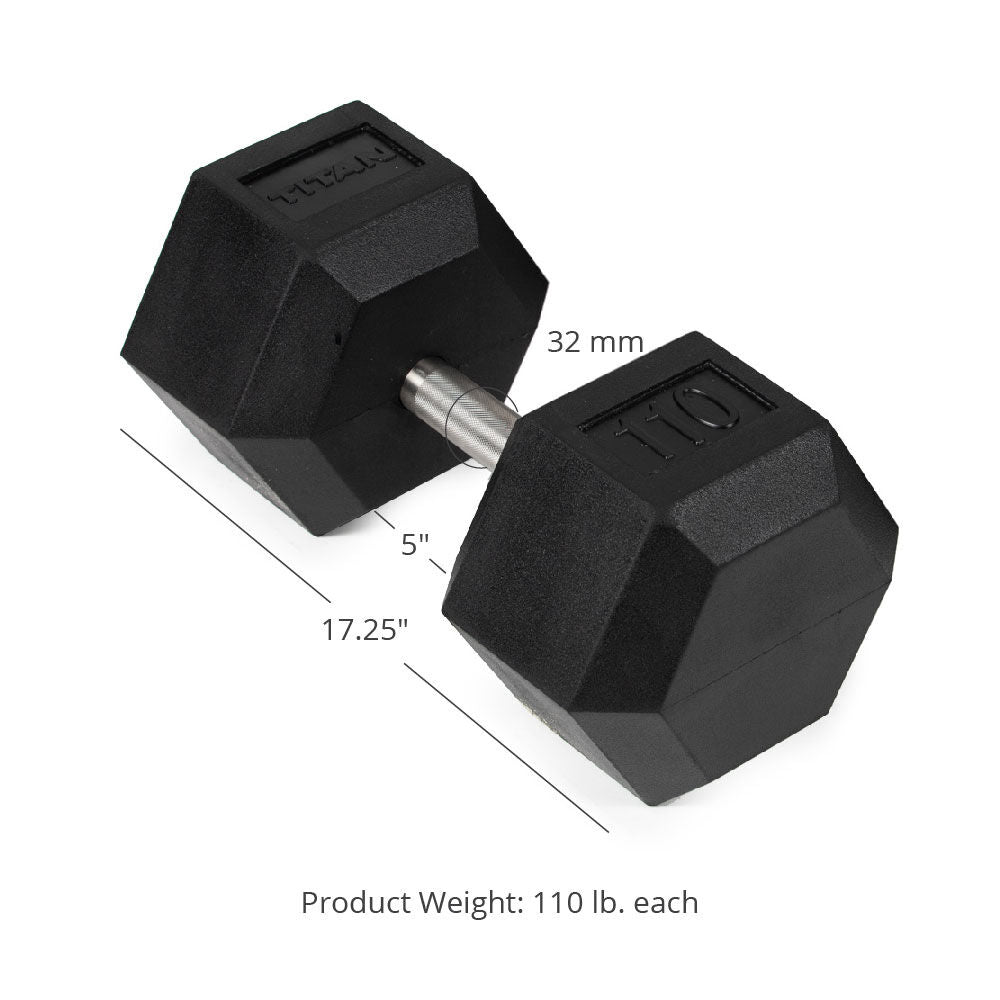 Straight Stainless Steel Hex Dumbbells | 110 LB Detail