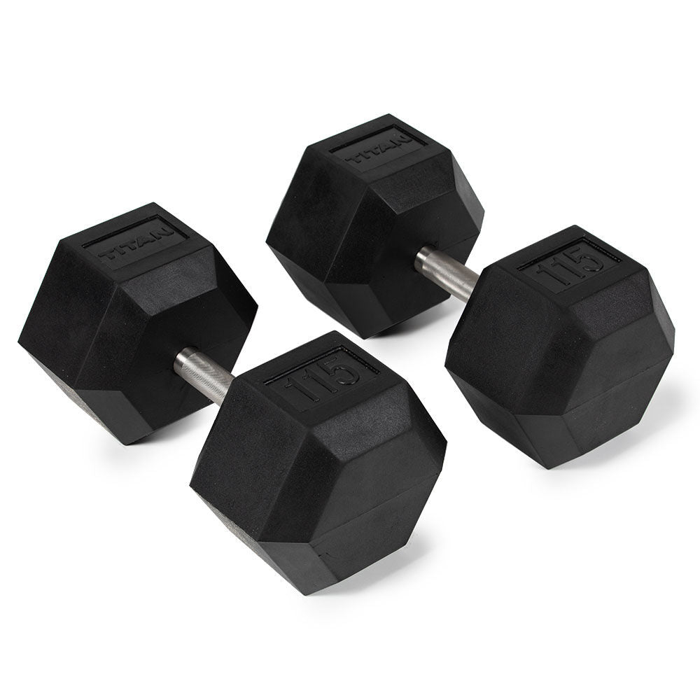 Straight Stainless Steel Hex Dumbbells | 115 LB