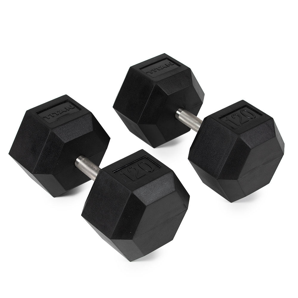 Straight Stainless Steel Hex Dumbbells | 120 LB