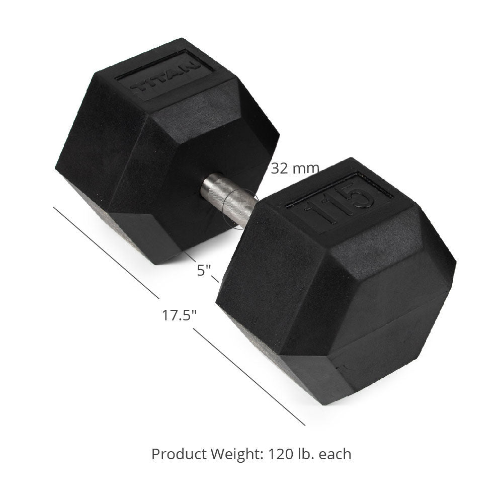 Straight Stainless Steel Hex Dumbbells | 120 LB Detail
