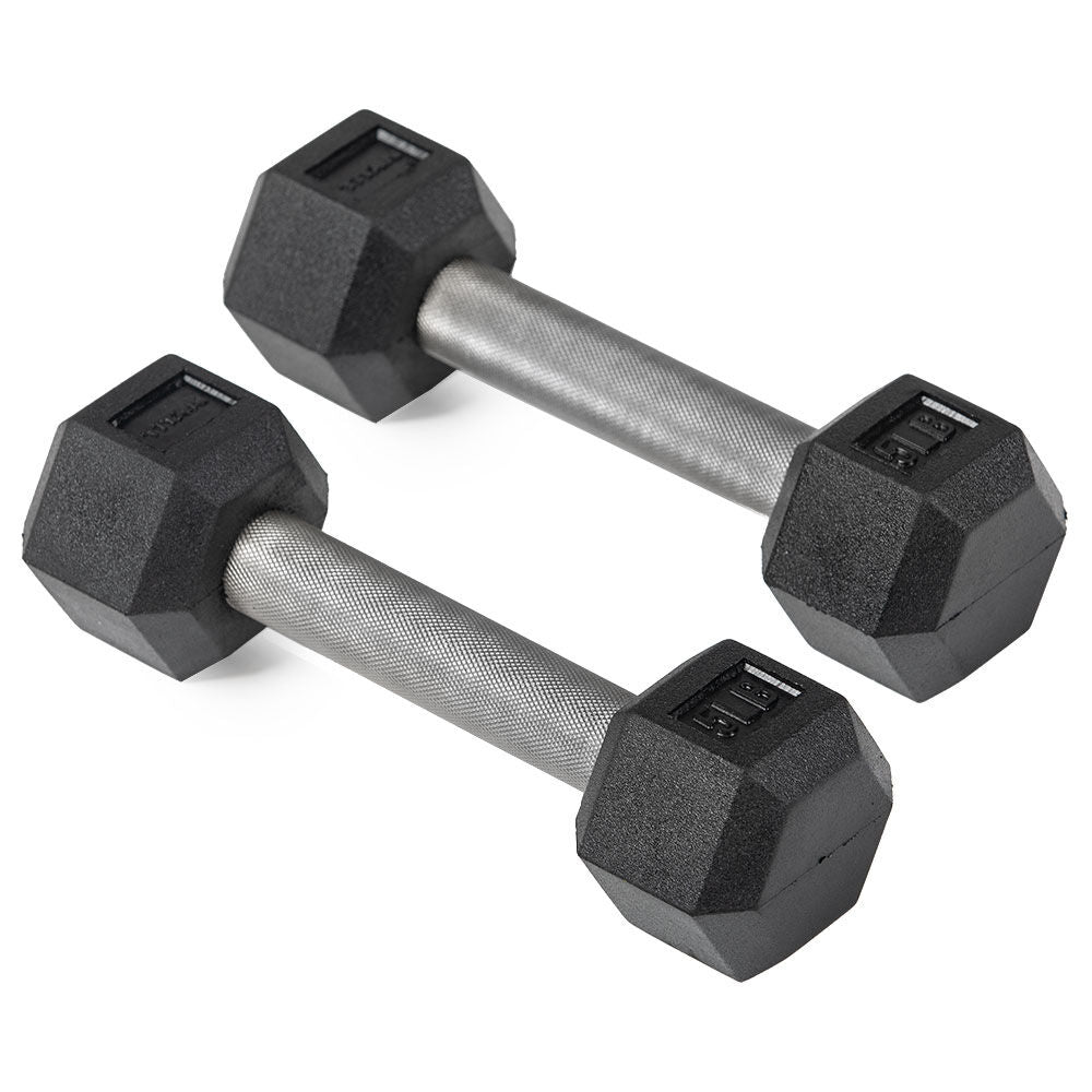 Straight Stainless Steel Hex Dumbbells | 5 LB