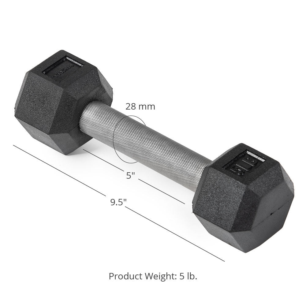 Straight Stainless Steel Hex Dumbbells | 5 LB Detail