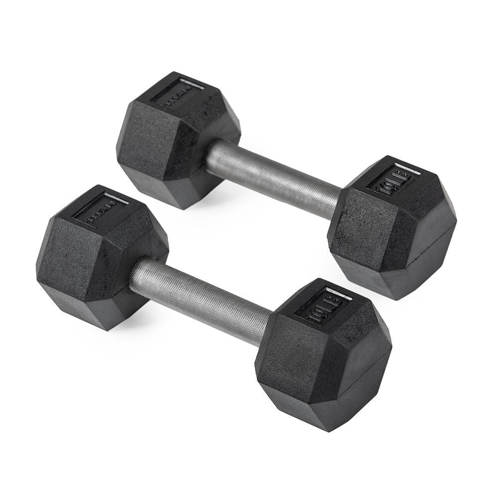 Straight Stainless Steel Hex Dumbbells | 10 LB