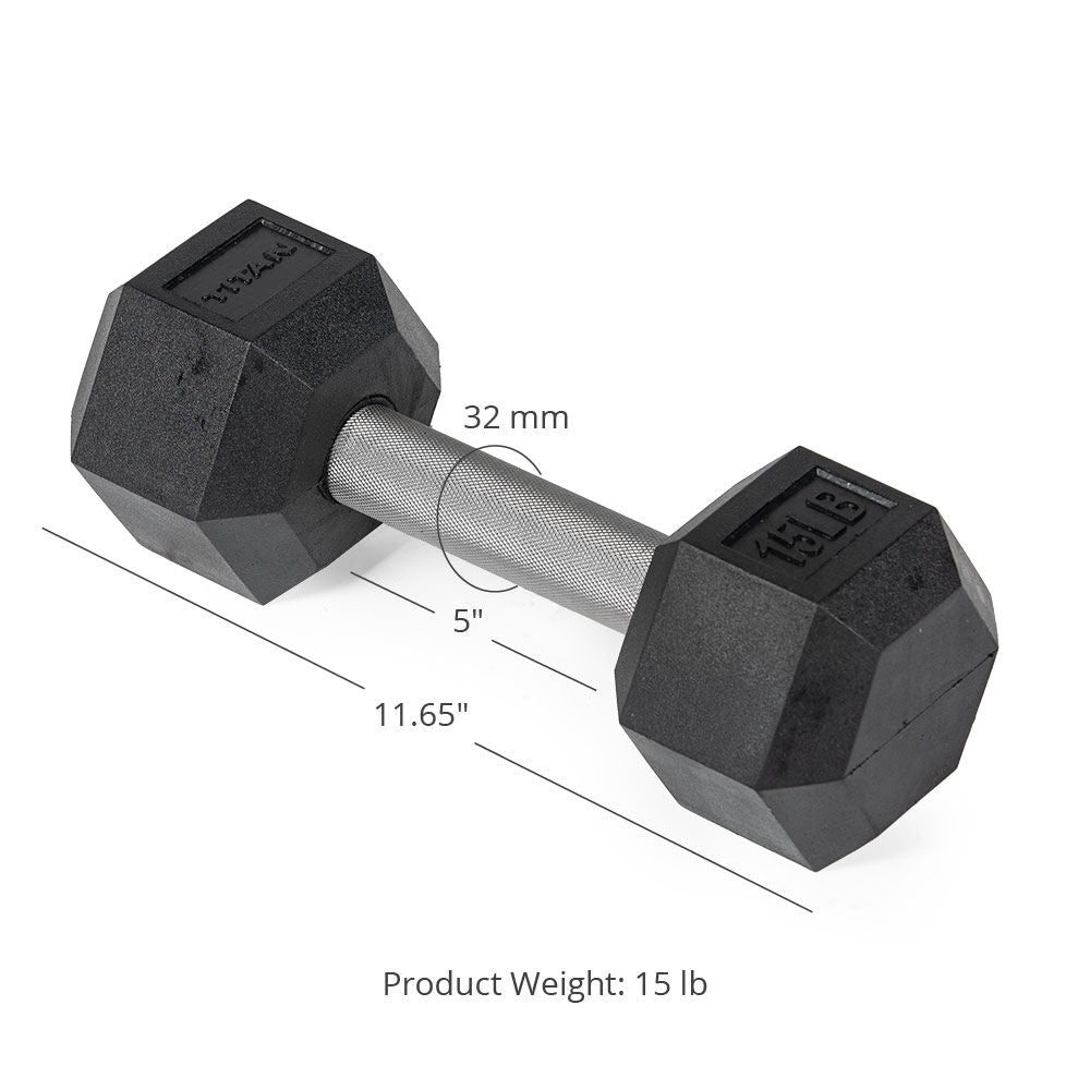 Straight Stainless Steel Hex Dumbbells | 15 LB Detail