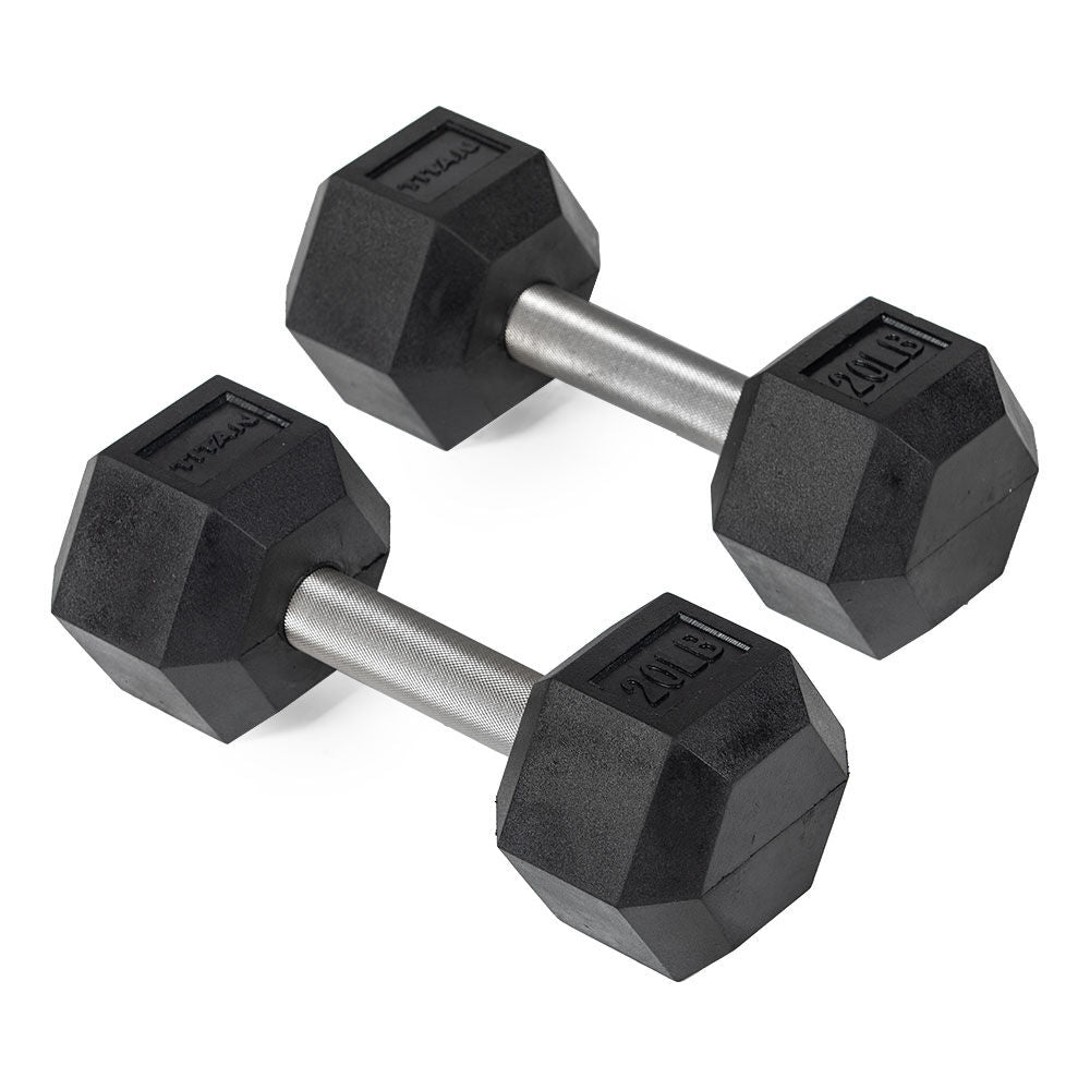 Straight Stainless Steel Hex Dumbbells | 20 LB