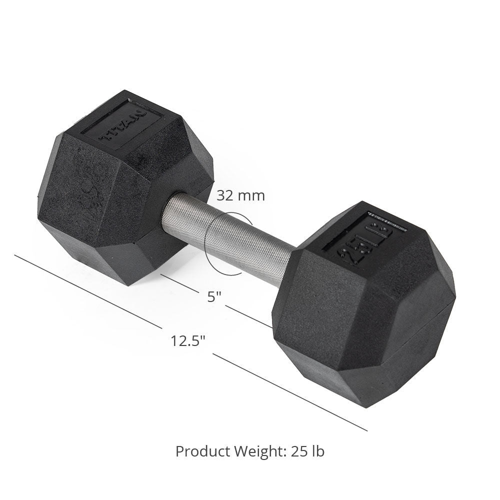 Straight Stainless Steel Hex Dumbbells | 25 LB Detail