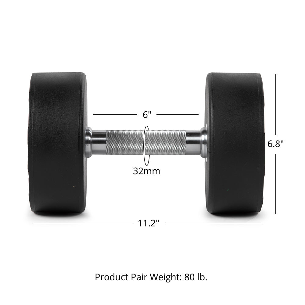 LB Round Urethane Dumbbells | 40 LB Detail