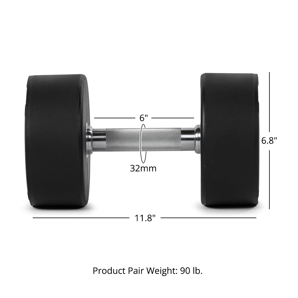 LB Round Urethane Dumbbells | 45 LB Detail