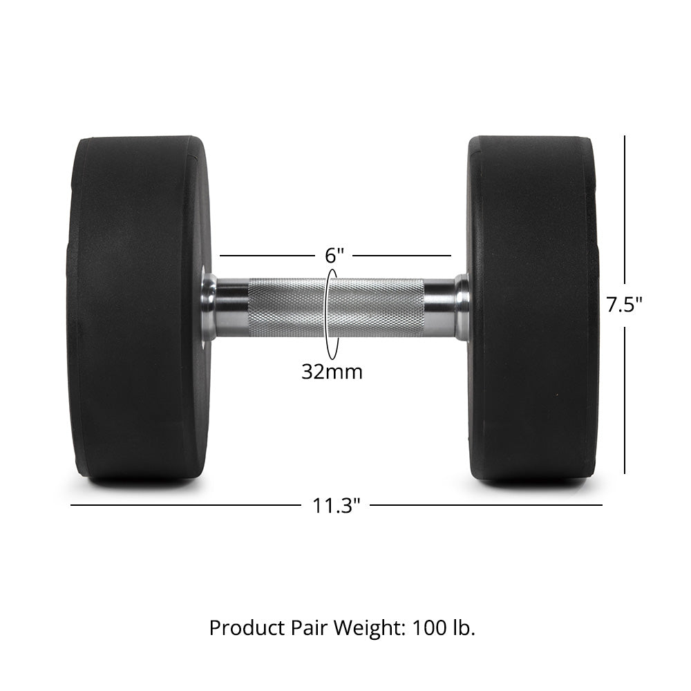 LB Round Urethane Dumbbells | 50 LB Detail
